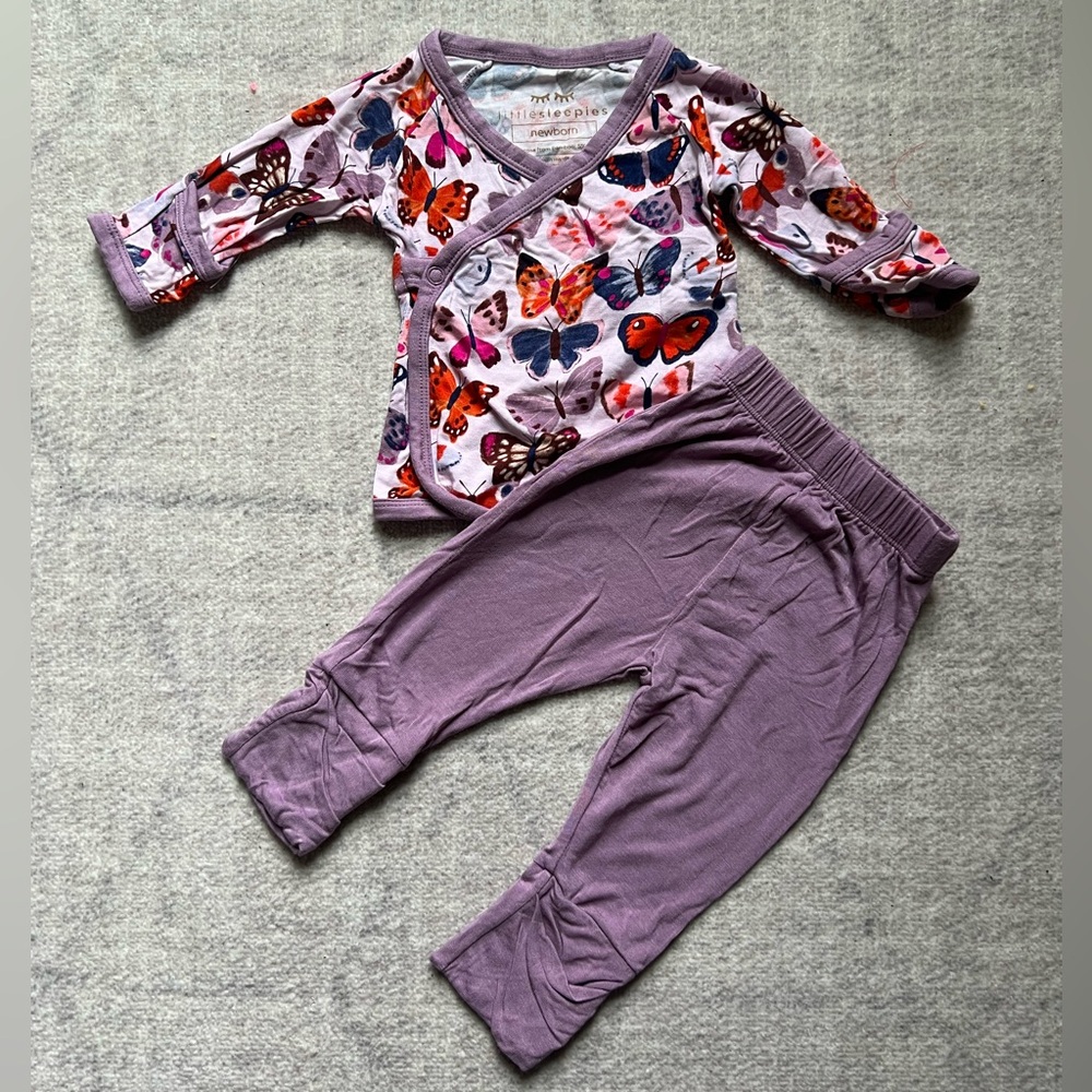 Little Sleepies Butterfly Kisses Two-Piece Bamboo Crossover Set (Newborn)